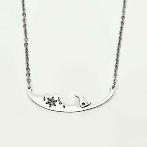 Necklace Snowboarder on Mountain Stainless Steel 18"